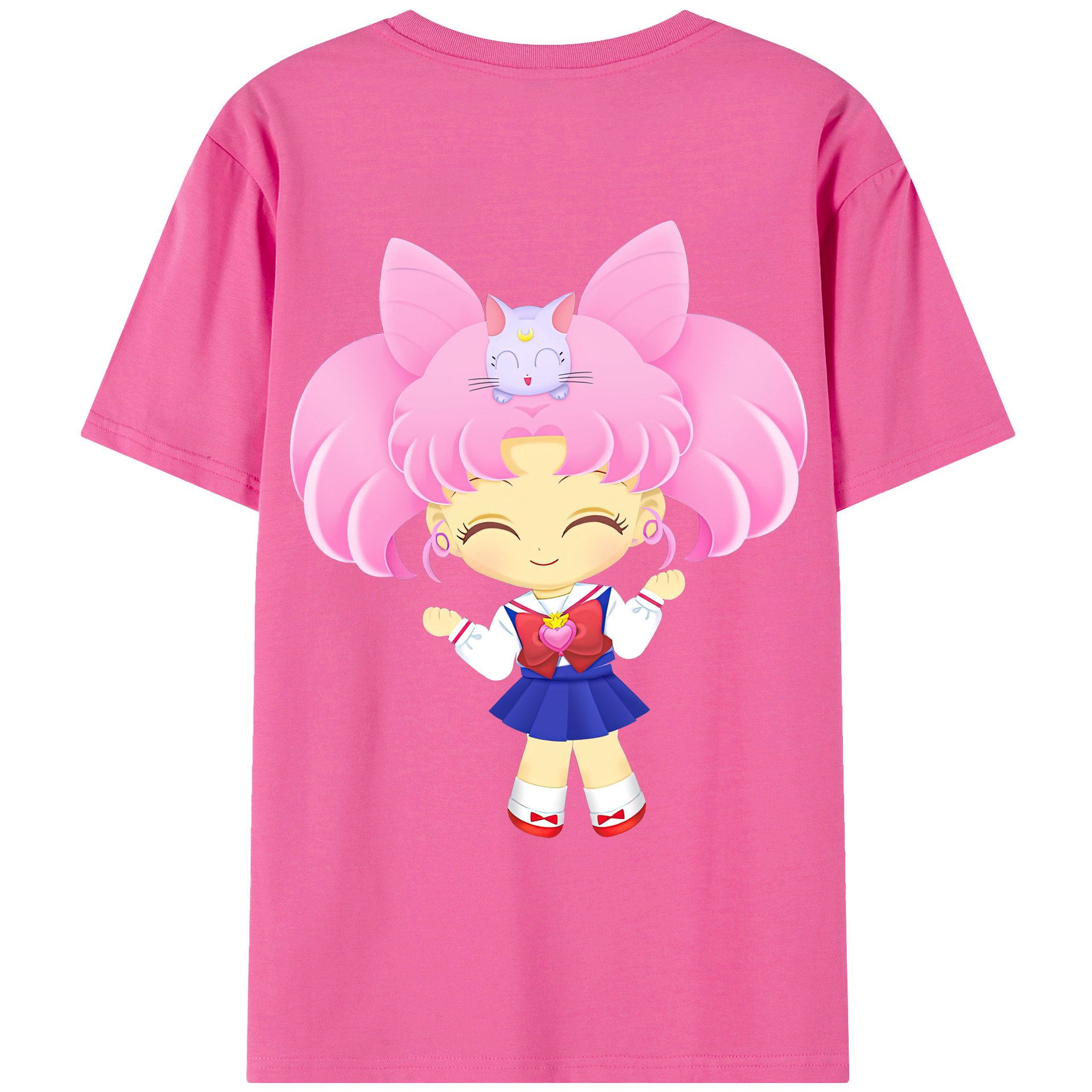 （画像用） 美少女戦士セーラームーン ちびうさ Sailor Moon Chibiusa Tsukino Usagi Small Lady Serenity レディース半袖Tシャツ(バックプリント)